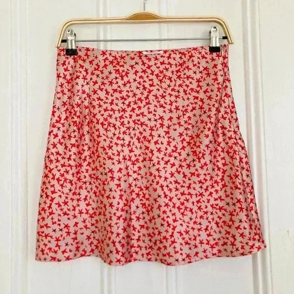 Princess Polly Dresses & Skirts - Princess Polly Joan Satin Floral Red Pink Mini Skirt